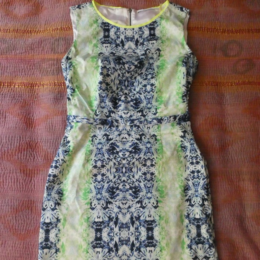 T Tahari psychedelic marble print sheath dress sz2
